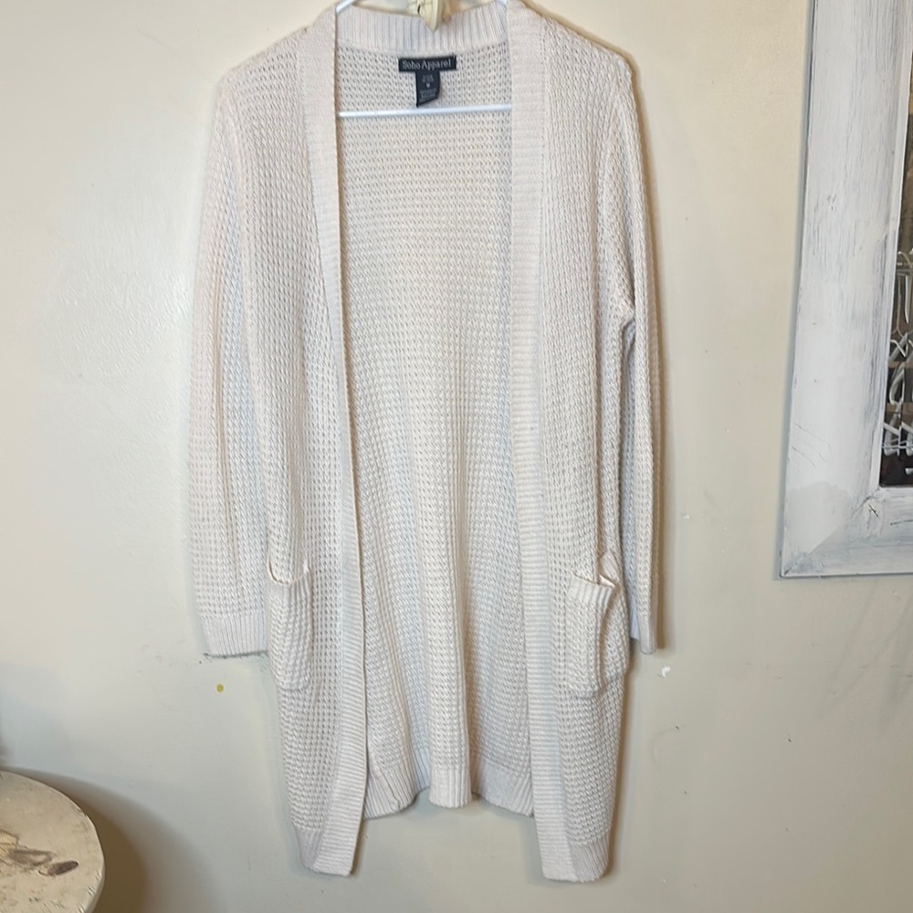 White Open-Front Cardigan Sweater
